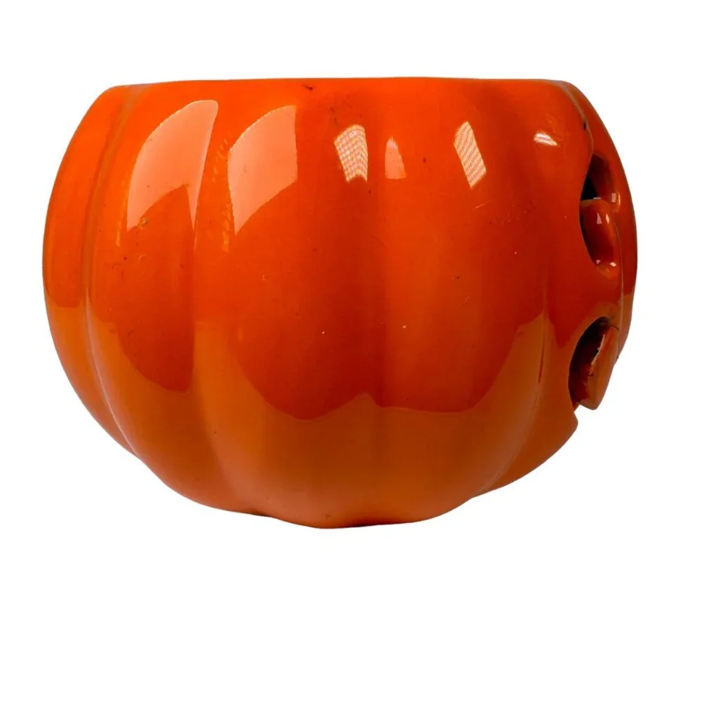 Bath & Body Works Jack O Lantern Pumpkin Orange Candle Holder Harry Slatkin 2011 - Picture 3 of 9